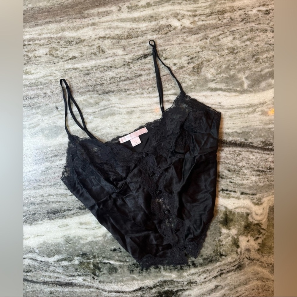 Victoria's Secret Black Lace Silk Top